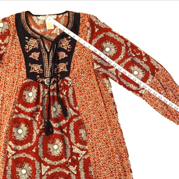 Women’s Red Geometric Relaxed Fit Boho Tunic - Picture 12 of 16